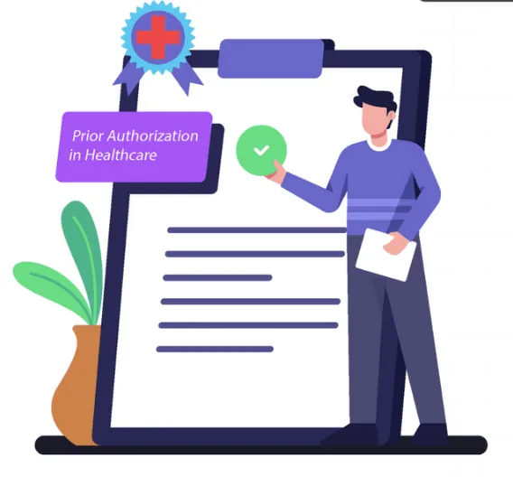 Illustration of prior authorization in healthcare — a clipboard being checked off, standing in for the Before Your Journey gate quiz.